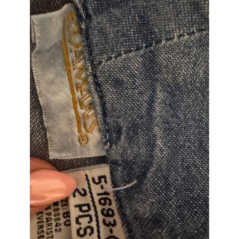 Roamans Vintage Denim 2 Piece Set Embroidered Floral Maxi Dress Jacket Blue B0 - Picture 6 of 7